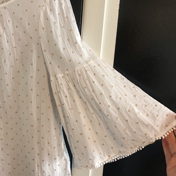 Boden white gauze gold polka dot shirt size 10 US. - Picture 2 of 4